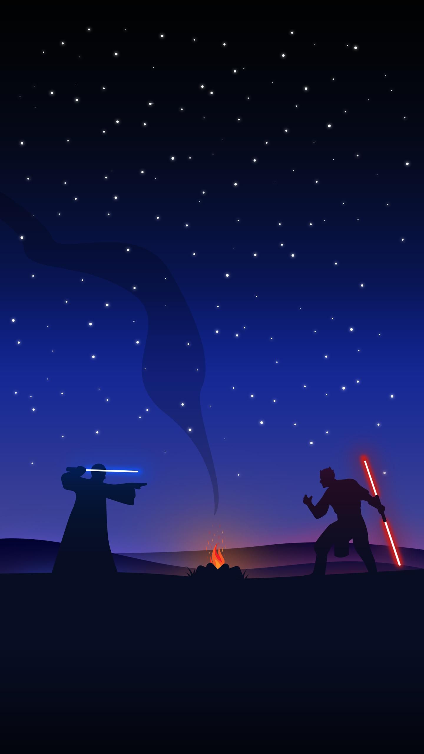 A star wars poster with two lightsabers - Star Wars