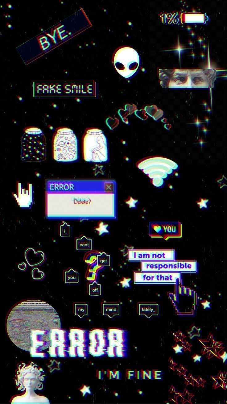 A computer screen with various alien images - Glitch
