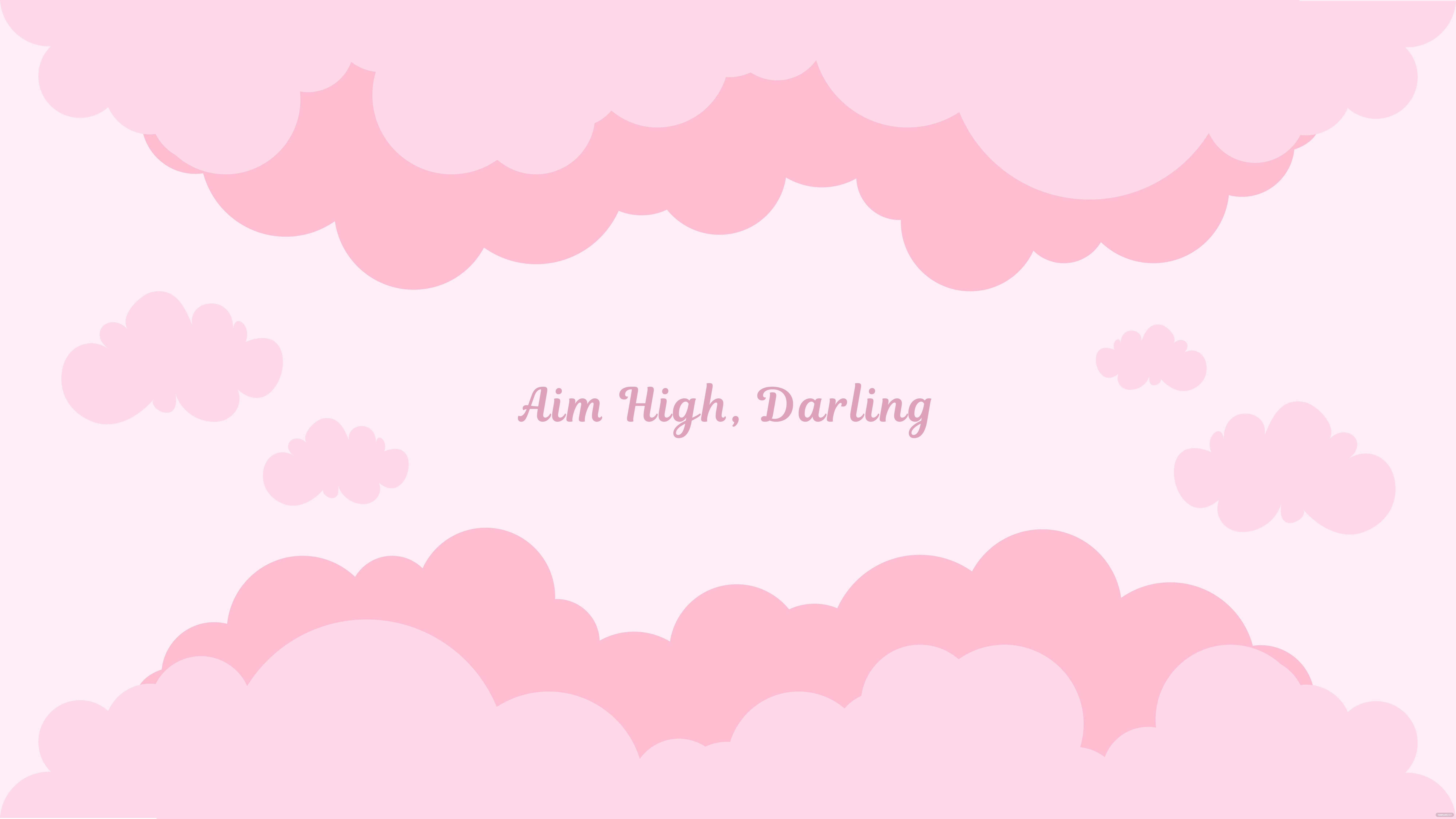 A pink background with clouds and the words ann high dancing - Pink