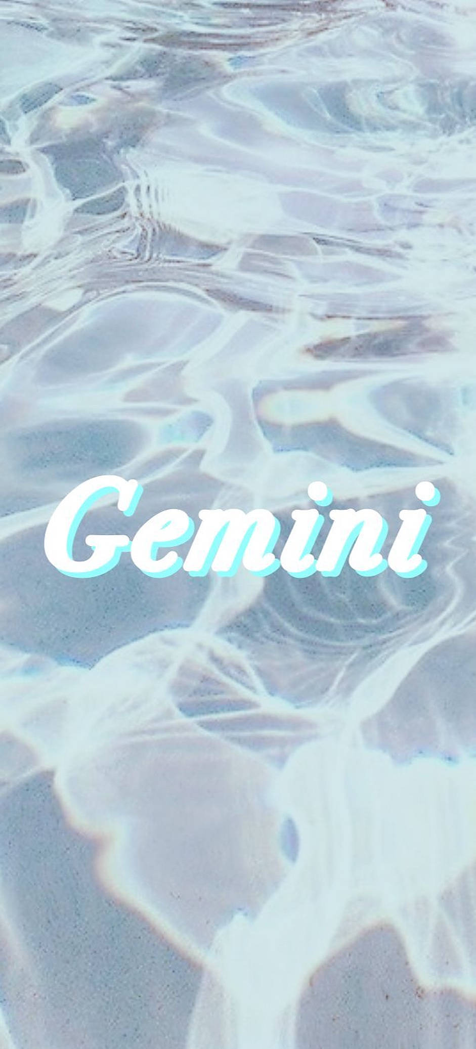 A blue water with the word gini on it - Aqua, Gemini
