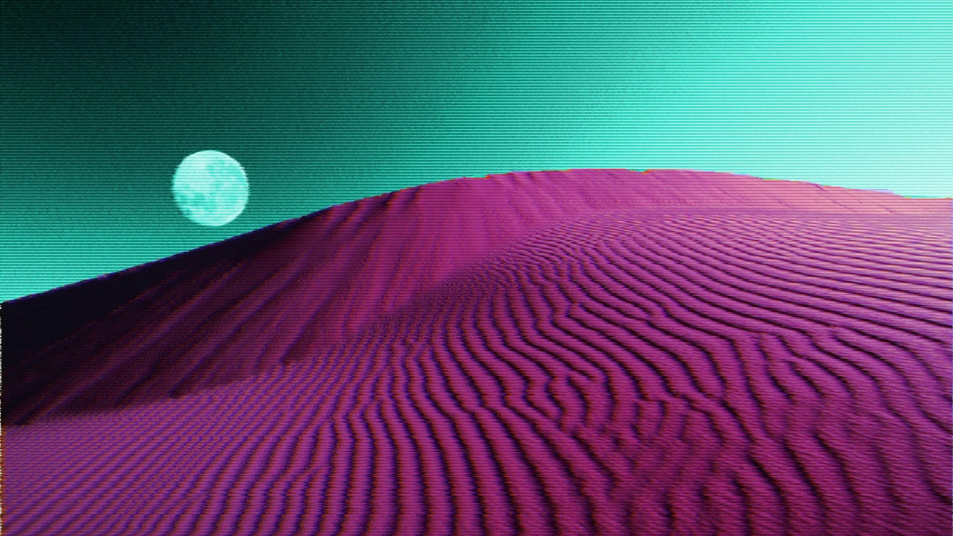 A purple sand dune with a green and purple sky - Glitch