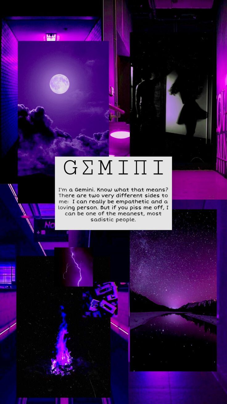 A collage of purple and black images with the words gemini - Gemini