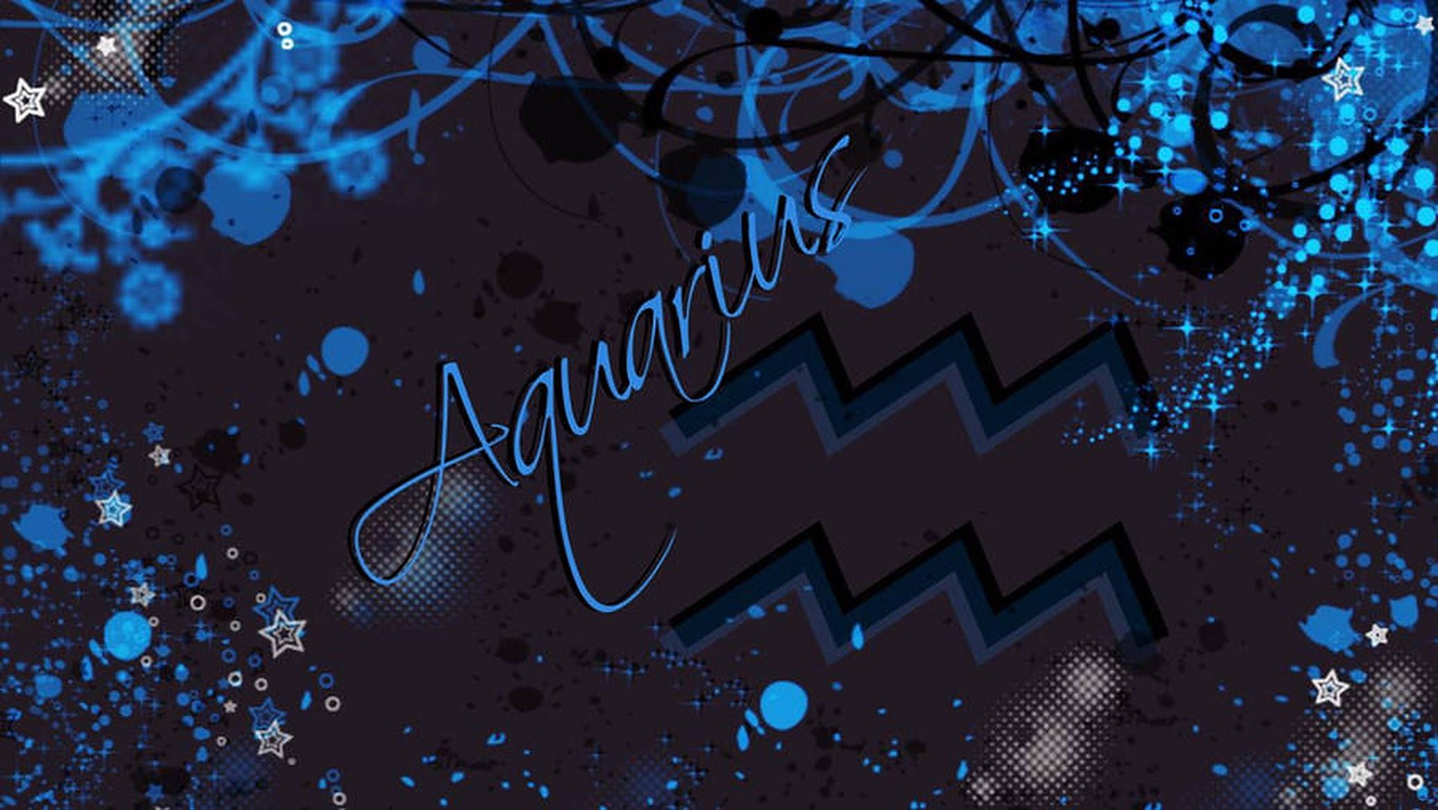 Download Aquarius Zodiac In Blue And Black Wallpaper