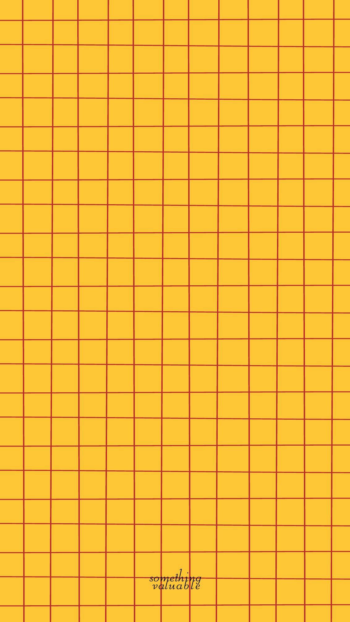 Yellow Aesthetic Phone Wallpaper With Red Grid by something valuable - Grid