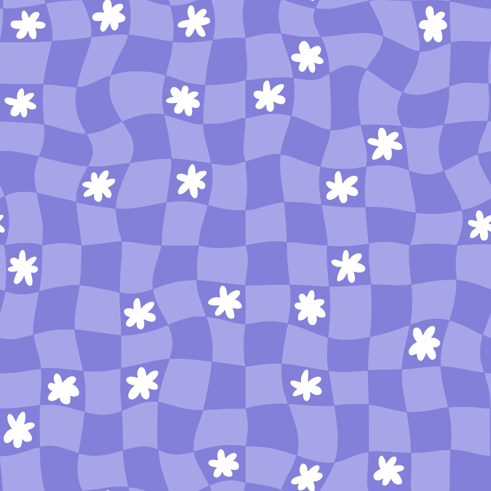 A repeating pattern of a purple and white grid with white flowers - Pattern, violet, grid