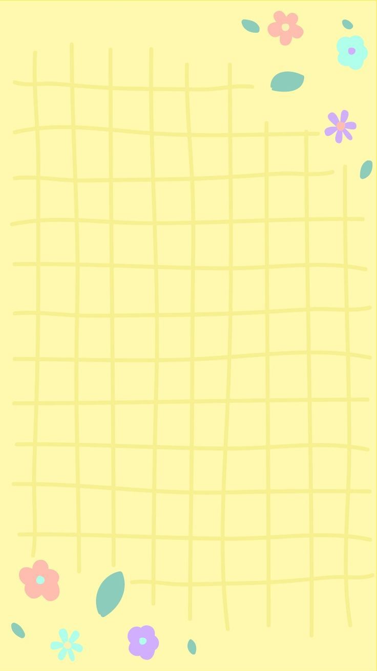 A yellow background with a grid and flowers - Grid