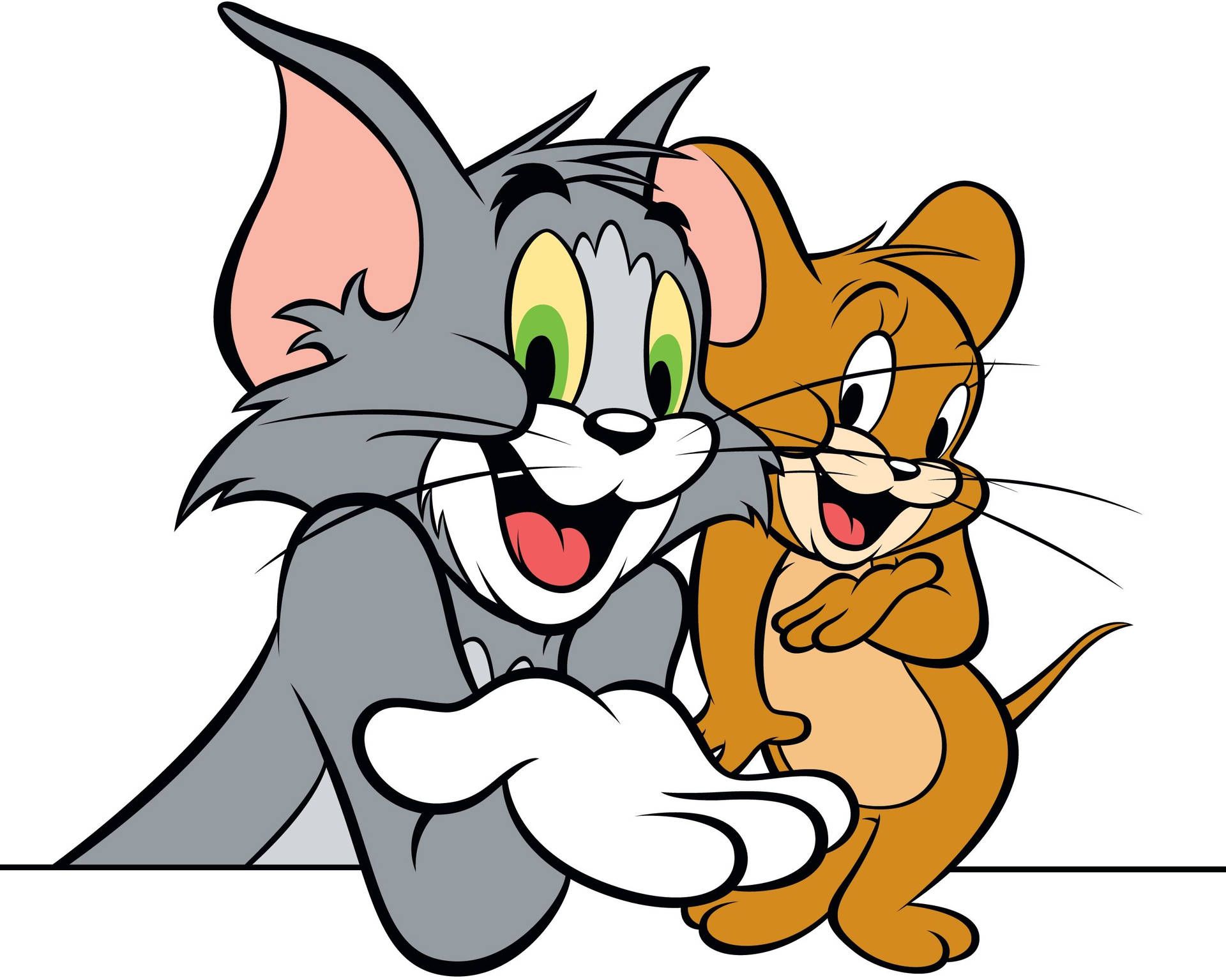 Download Tom And Jerry Aesthetic Pose On White Background Wallpaper