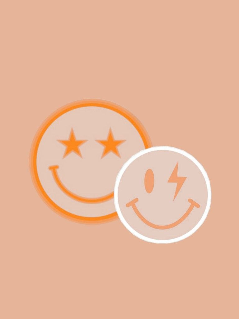 Two smiley faces on a peach background - Smile