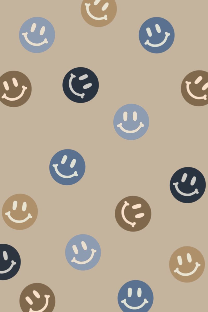 A pattern of smiley faces on beige background - Smile