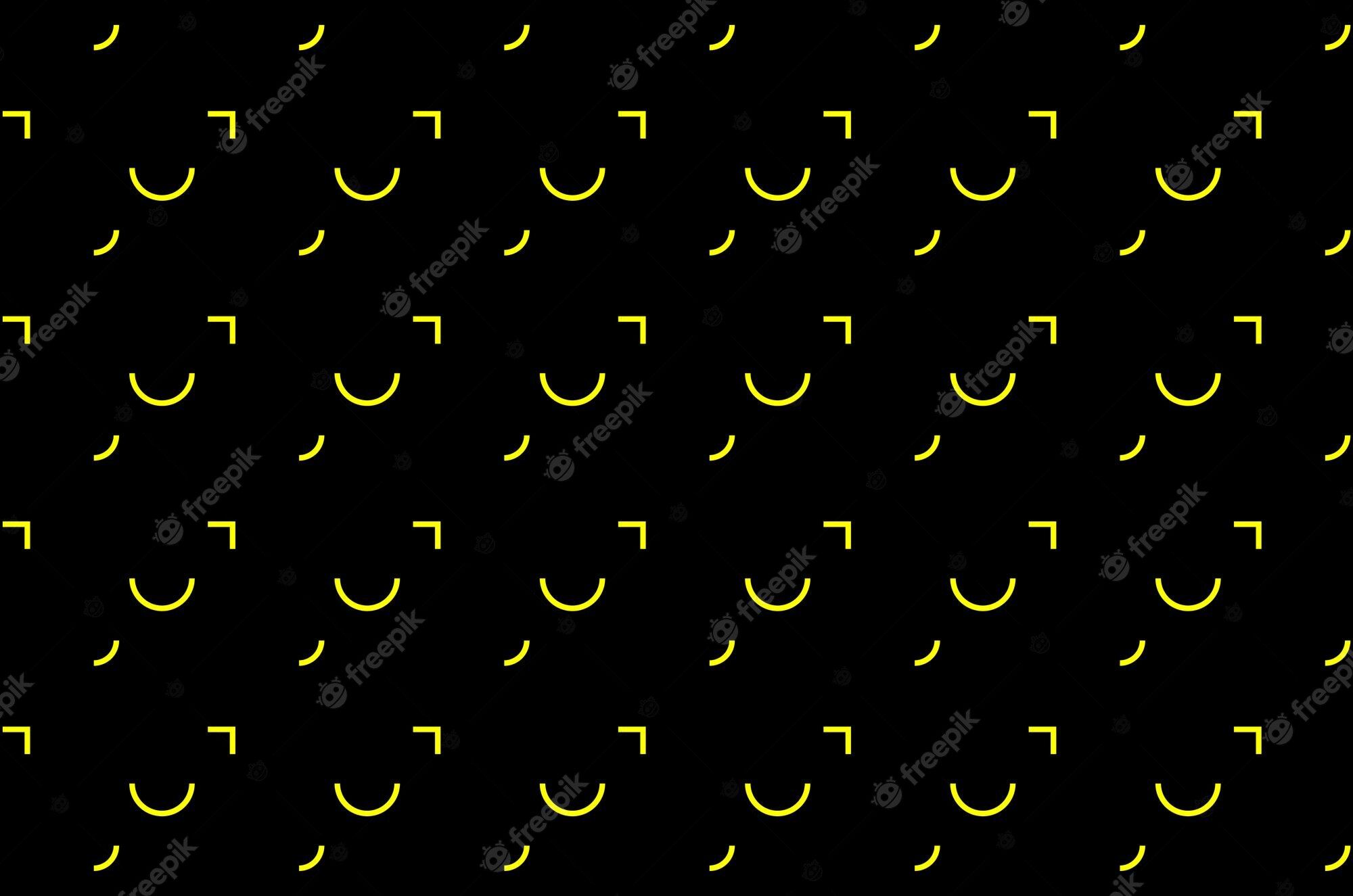 A seamless pattern with yellow smiley faces on black background - Smile