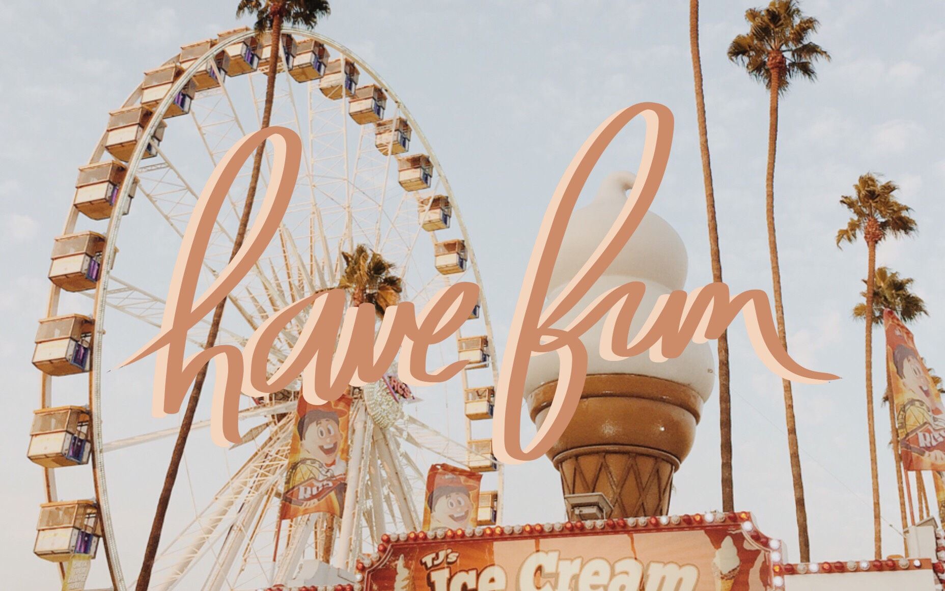 A ferris wheel and some palm trees - Vintage, 50s, retro, vintage fall