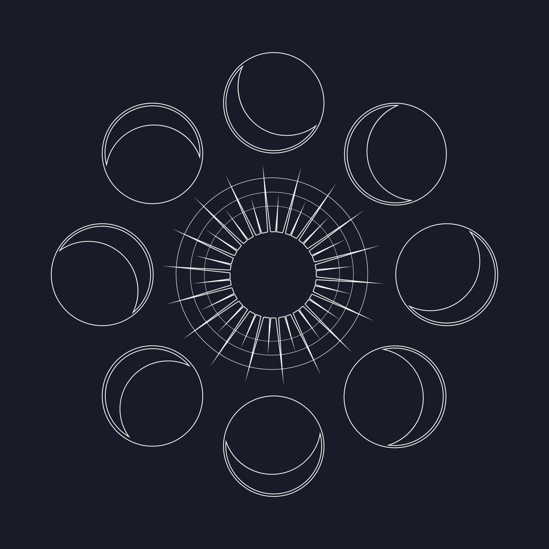 Moon phases circle - Moon phases