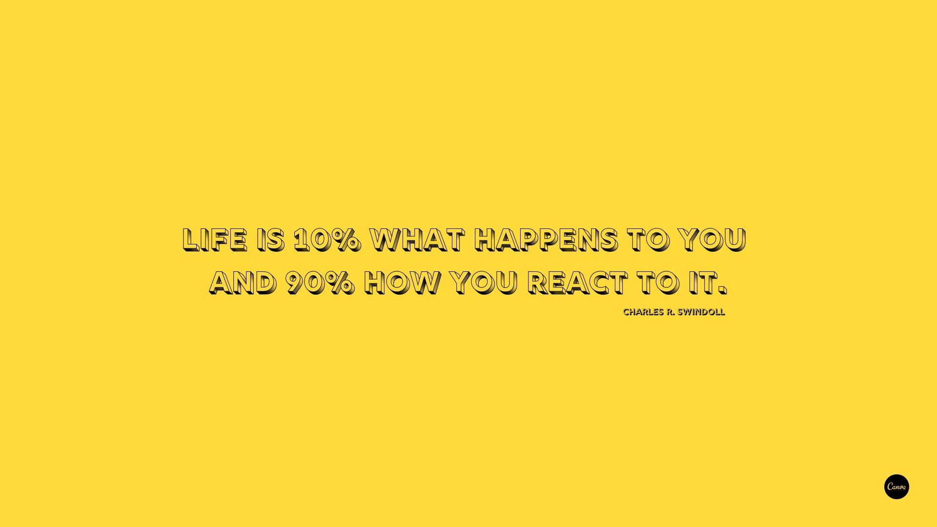 A yellow wallpaper with a quote from Charles R Swindoll which says 