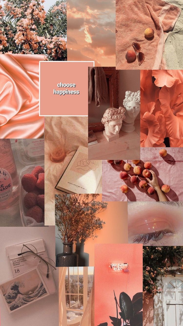 Moodboard, peach aesthetic. Peach wallpaper, Peach aesthetic, Simple iphone wallpaper