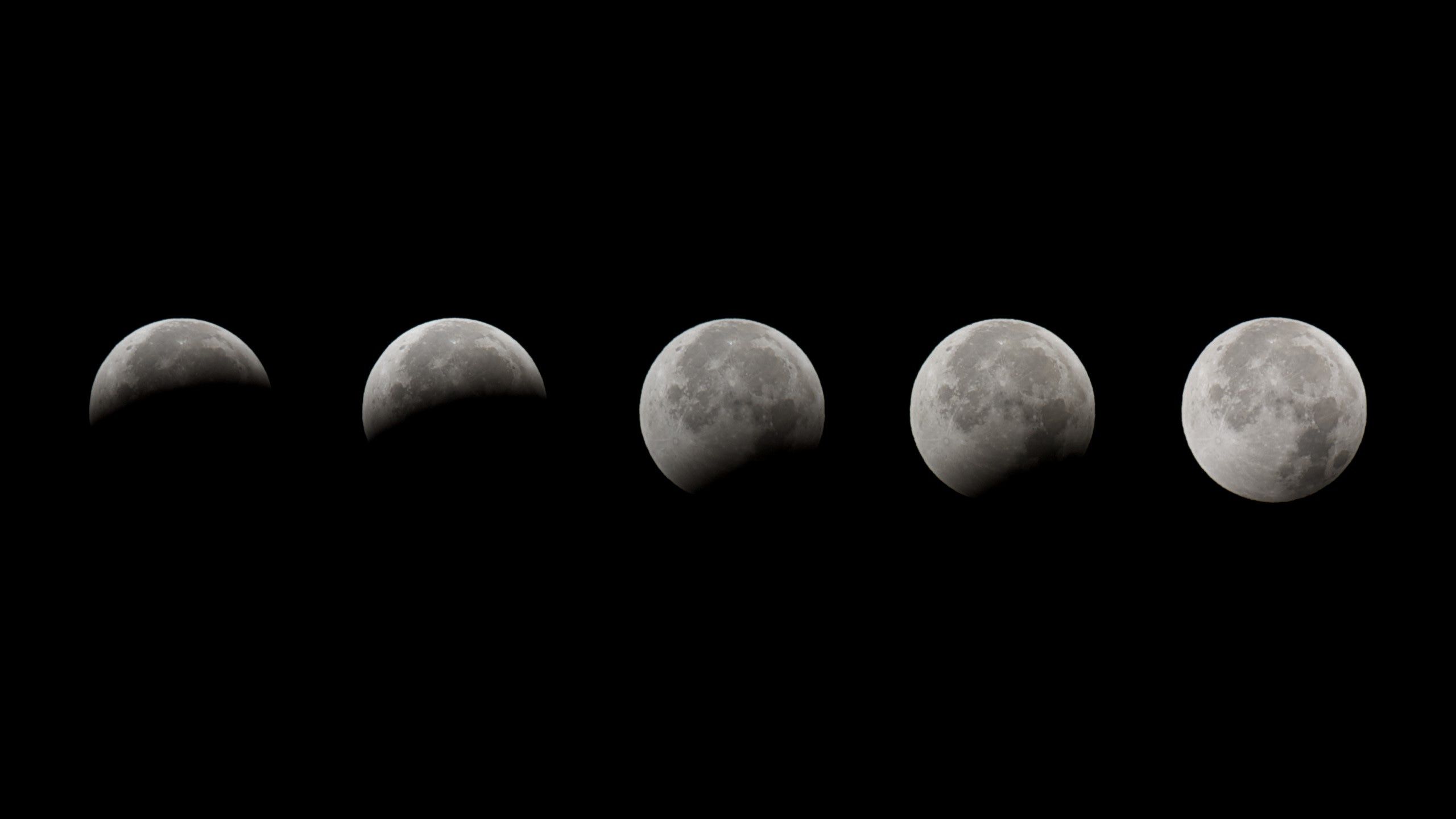 A sequence of images showing the moon during a lunar eclipse - Moon phases