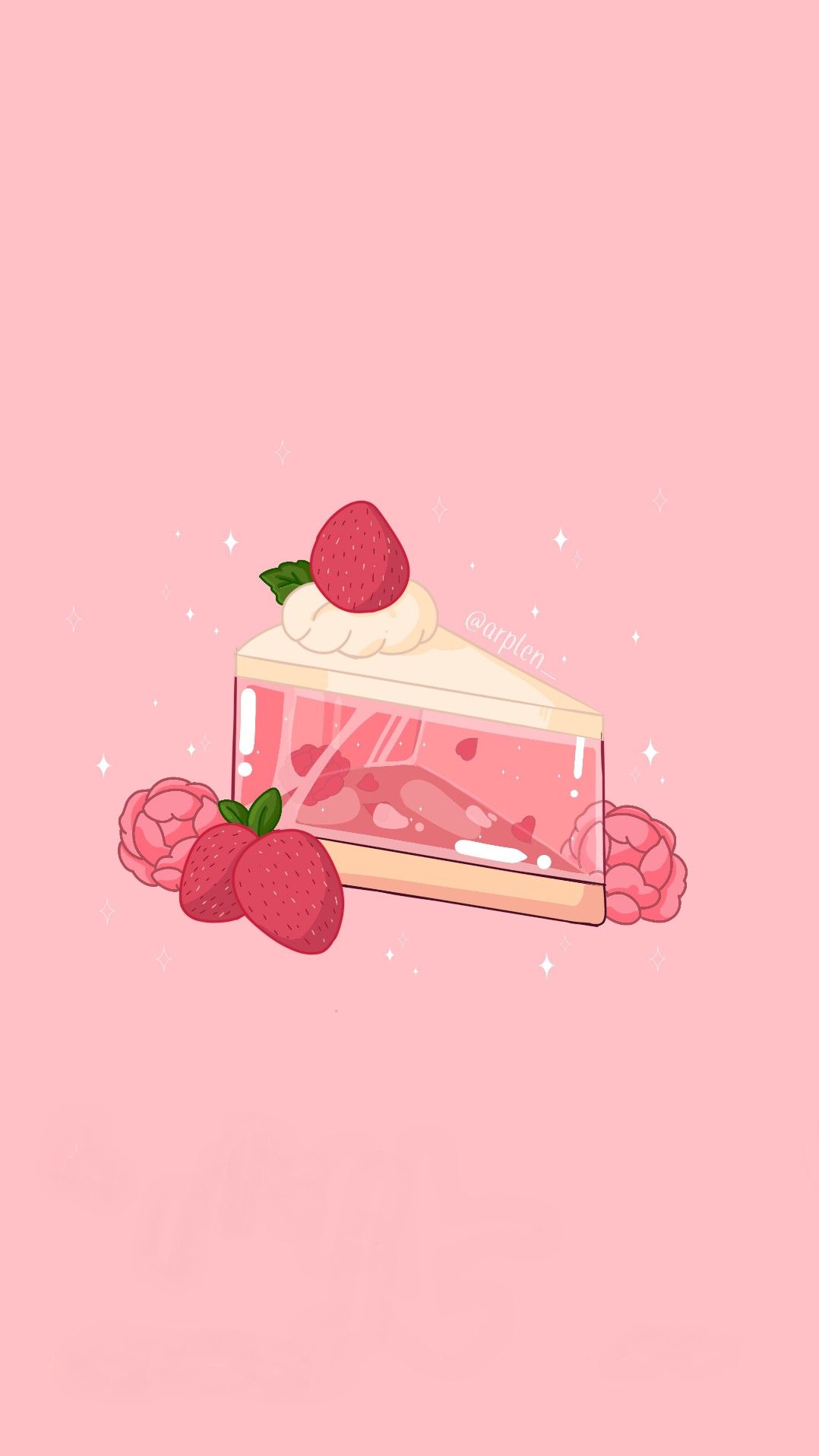 Strawberry cake. Kawaii wallpaper, Pretty wallpaper, Wallpaper iphone cute