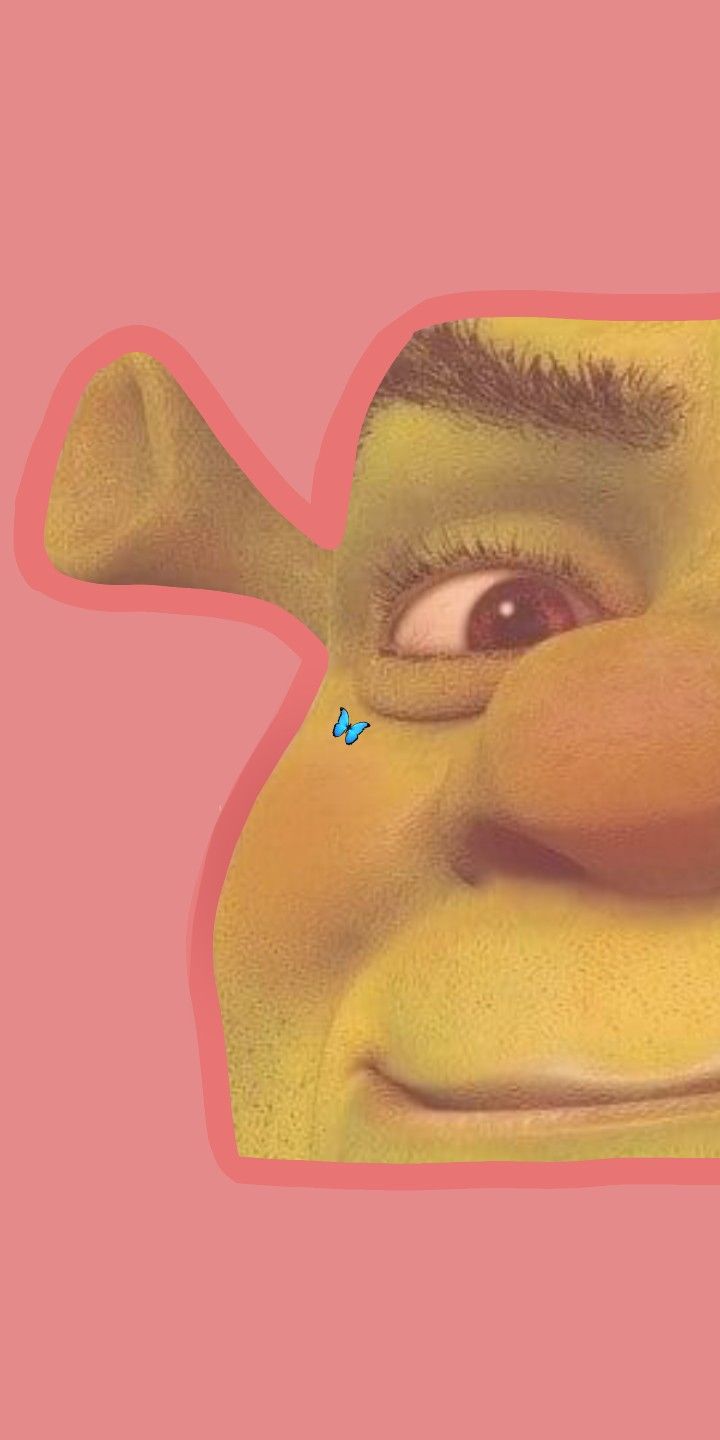 Shrek crying over a pink background - Shrek