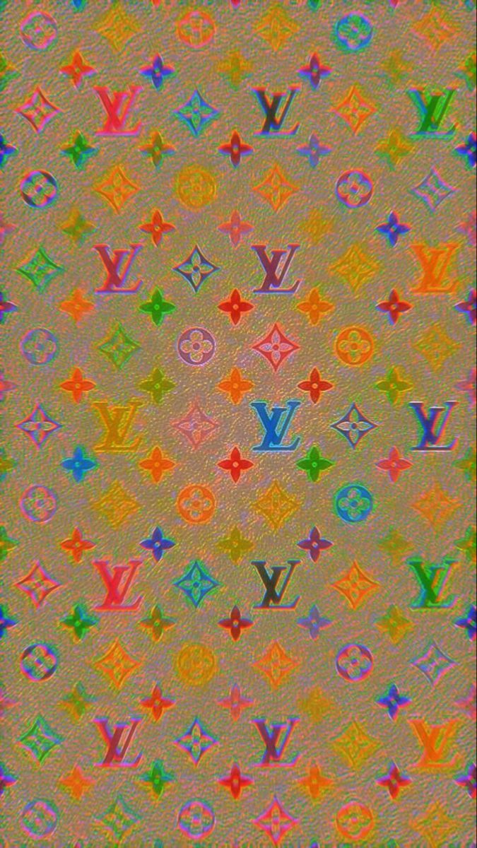 Aesthetic wallpaper with a rainbow Louis Vuitton logo - Bright