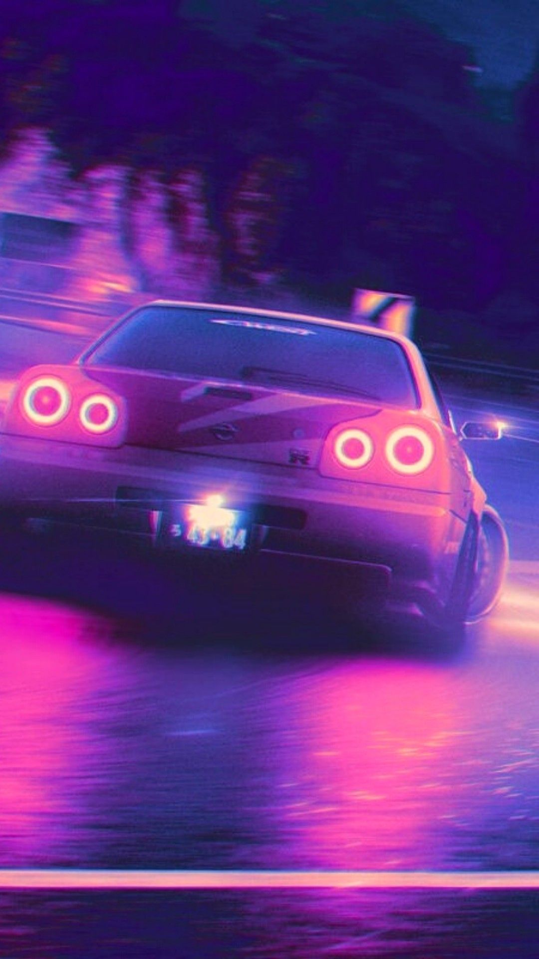 A car with pink lights on it - JDM, cars