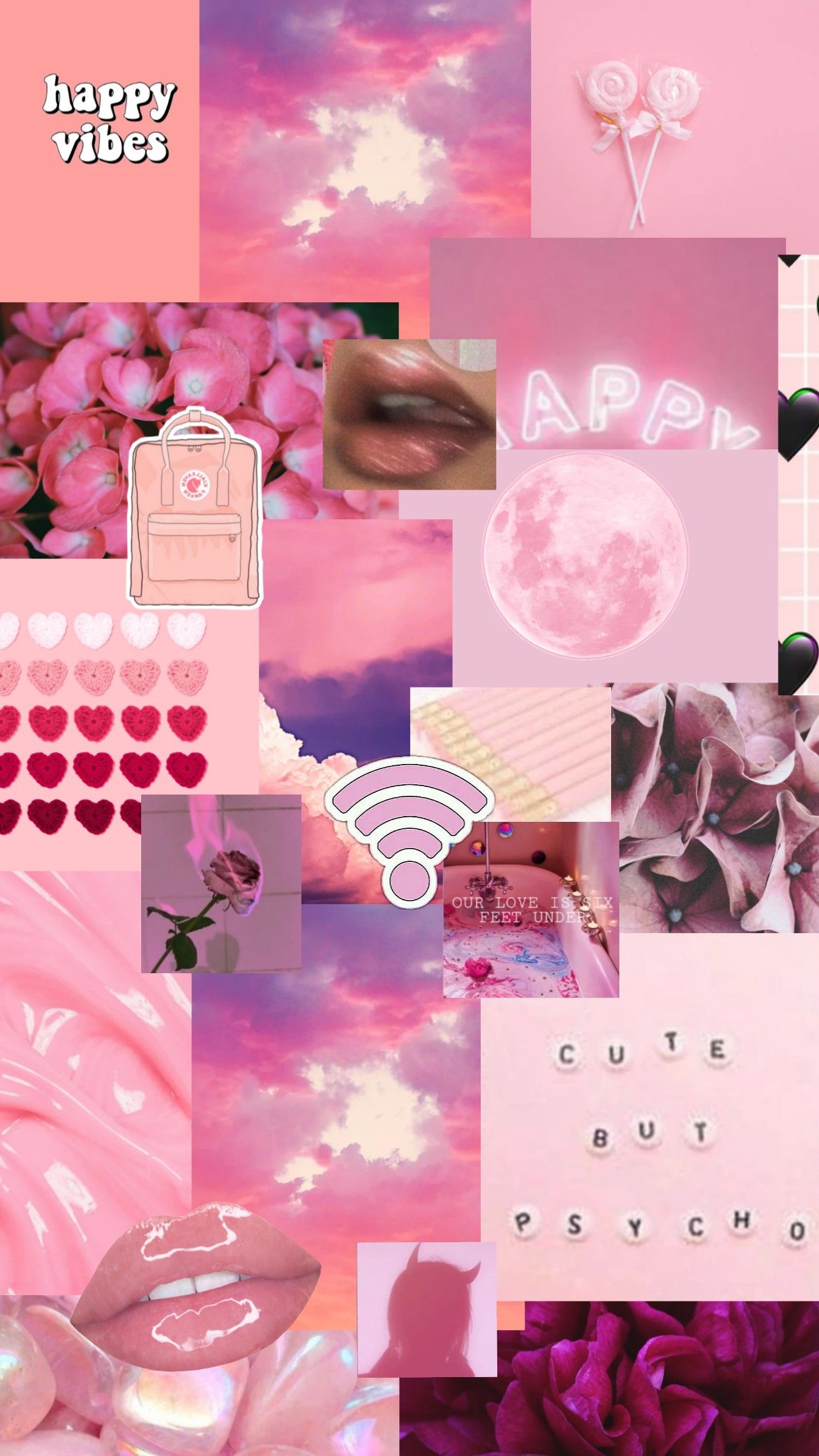 A collage of pink and purple pictures - Pink collage, cute pink