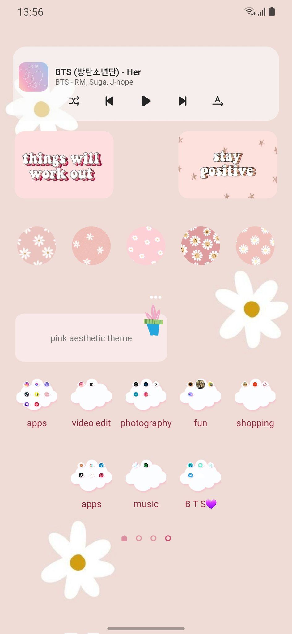 A screenshot of an app with pink and white flowers - Cute pink
