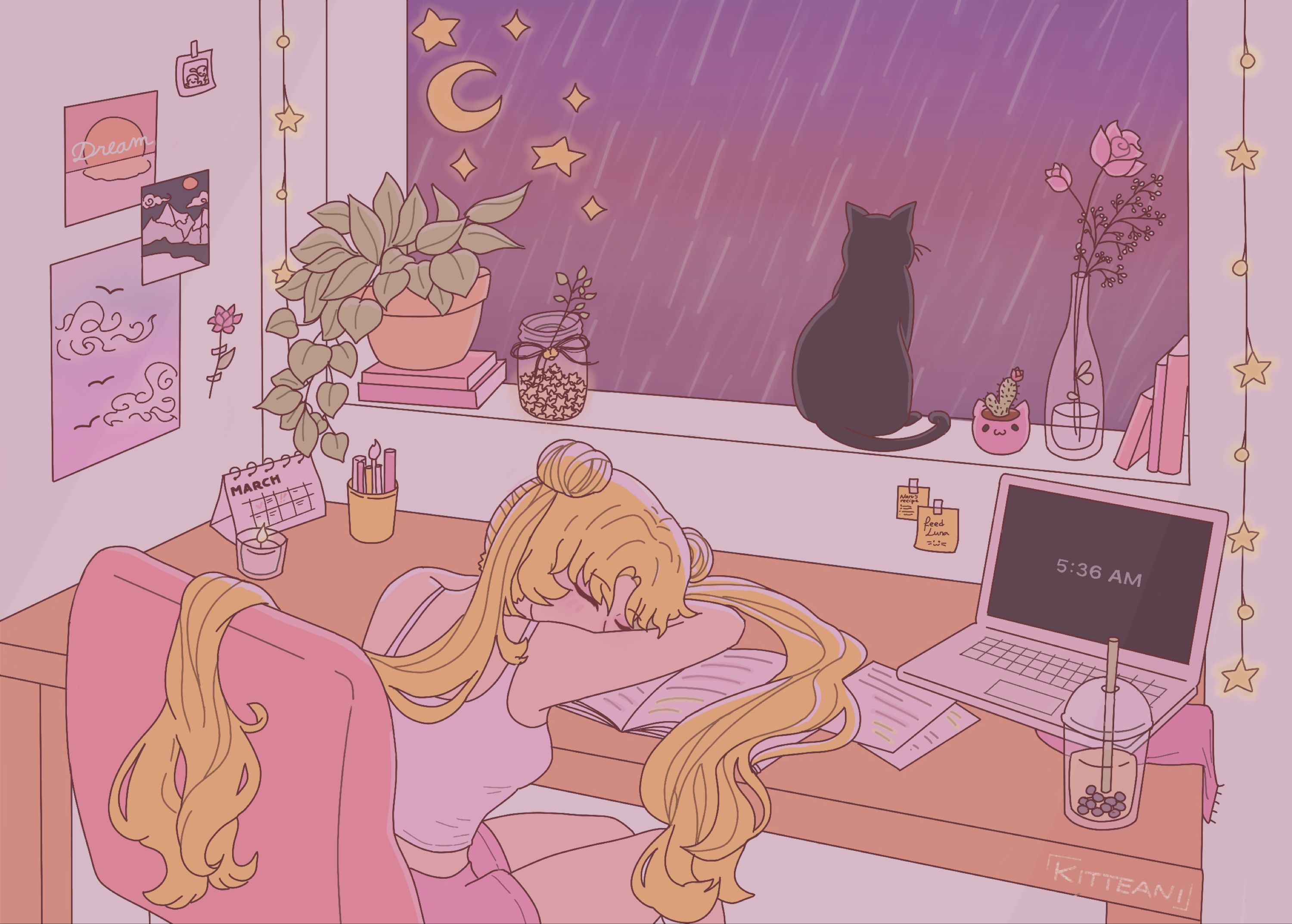 sailor moon but she's a lofi girl. Sailor moon wallpaper, Sailor moon art, Cute laptop wallpaper