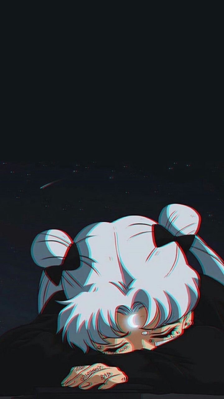 Aesthetic anime wallpaper for phone with black background - Sailor Moon