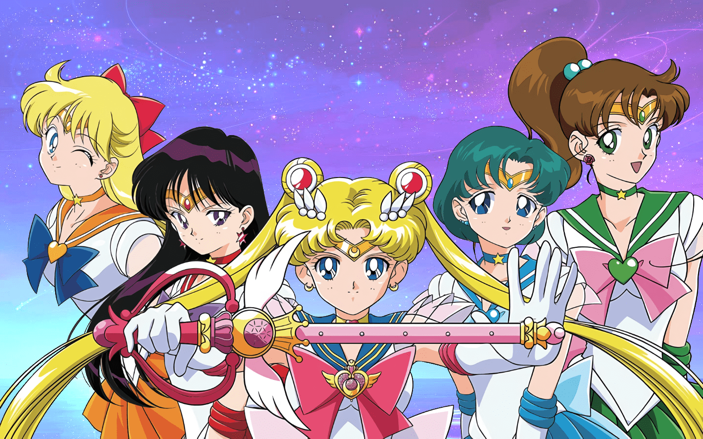 A group of sailor moon characters are standing together - Sailor Moon