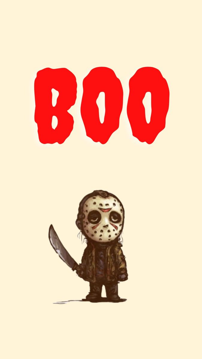A cartoon character with the word boo on it - Horror