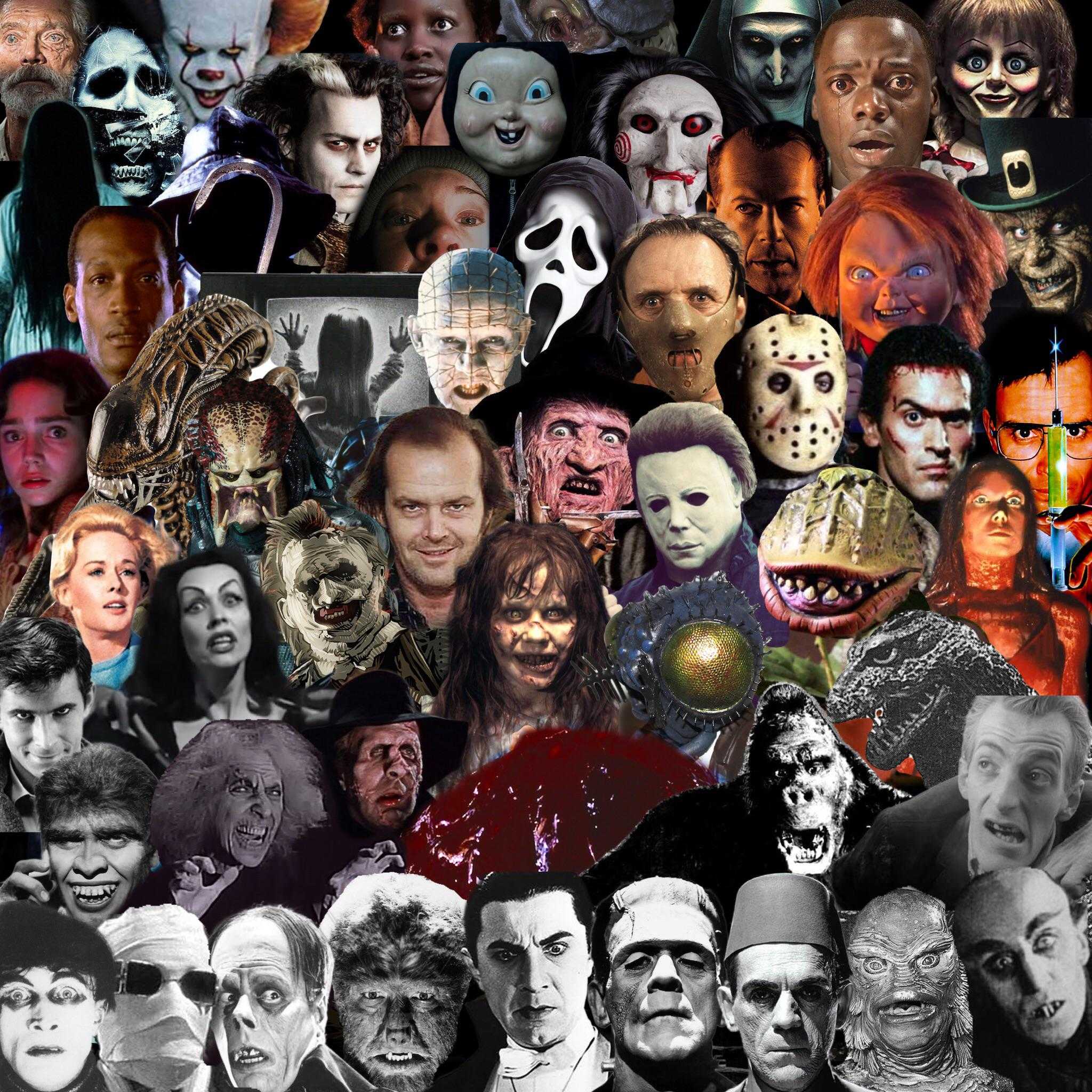 A collage of many different horror movie characters - Horror