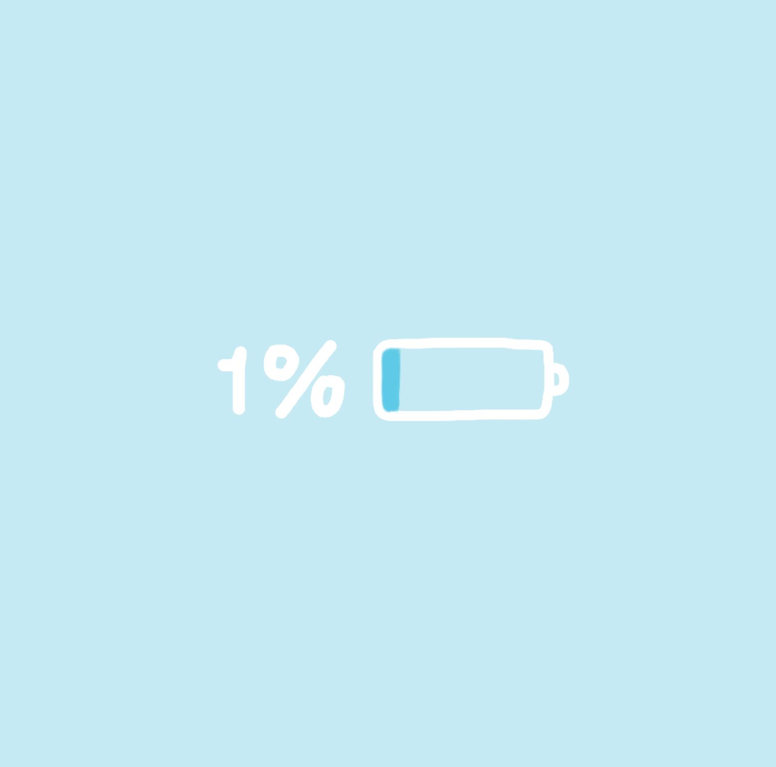 10% battery on a blue background - Pastel blue