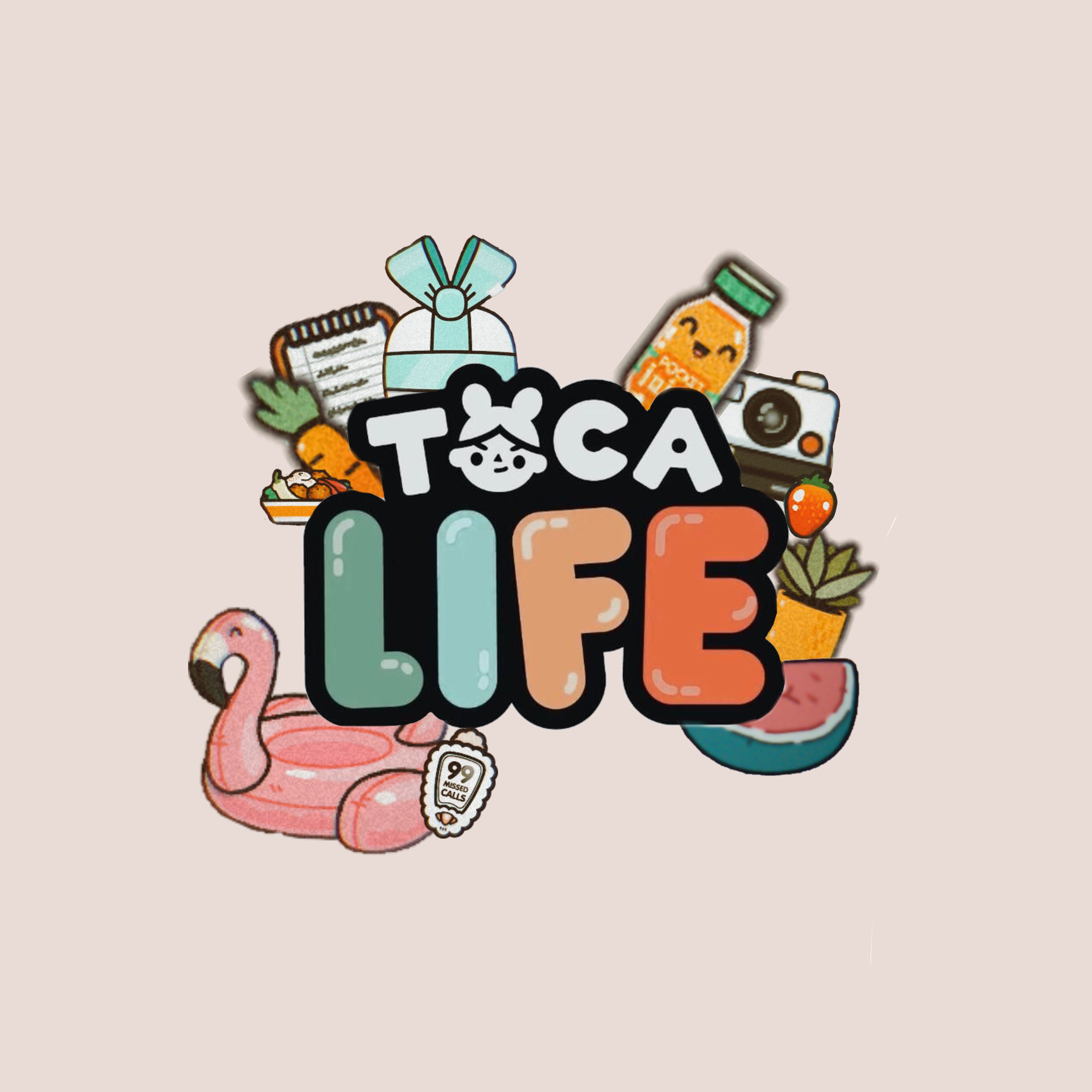 Toca life logo with different objects around it - Toca Boca