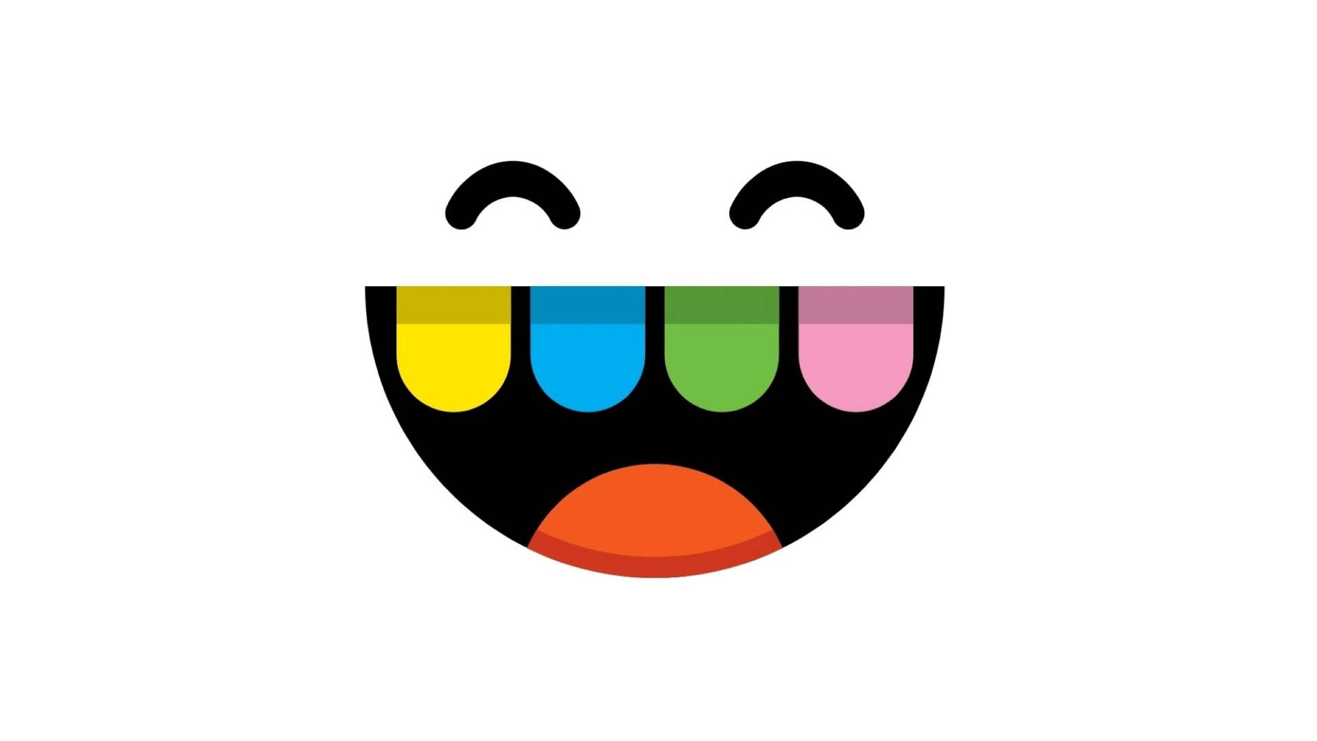 A colorful smiley face with a big smile and eyes closed - Toca Boca