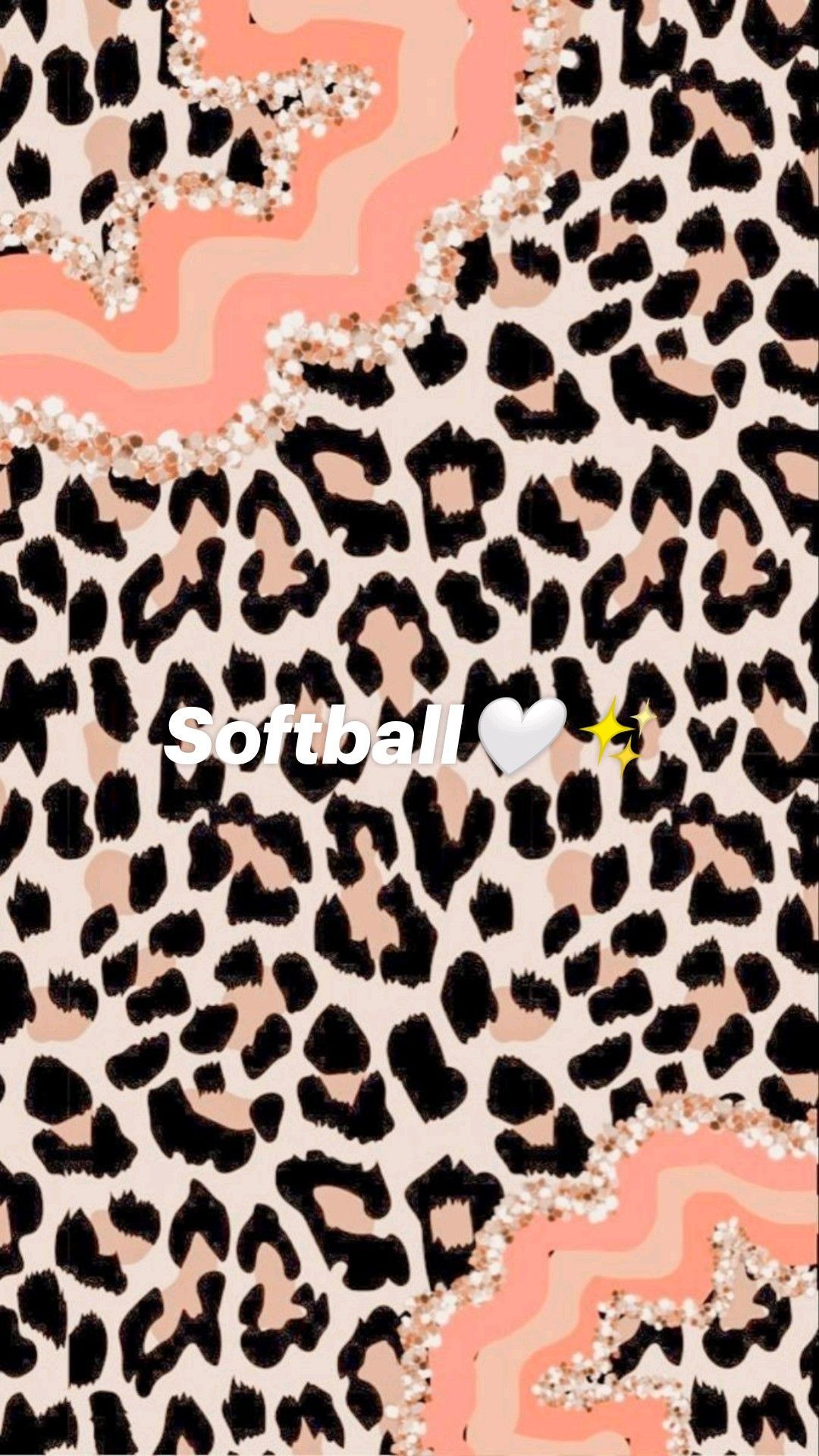 A pink and black leopard print background - Softball