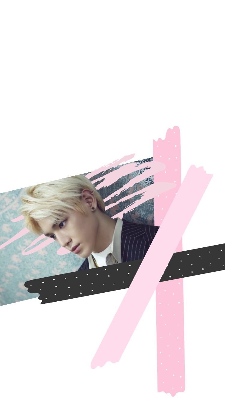 Wallpaper of Baekhyun from EXO with a pink and black background - NCT