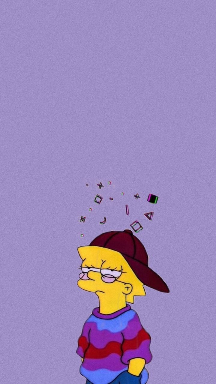 Lisa Simpson wearing a hat and a purple background - Lisa Simpson