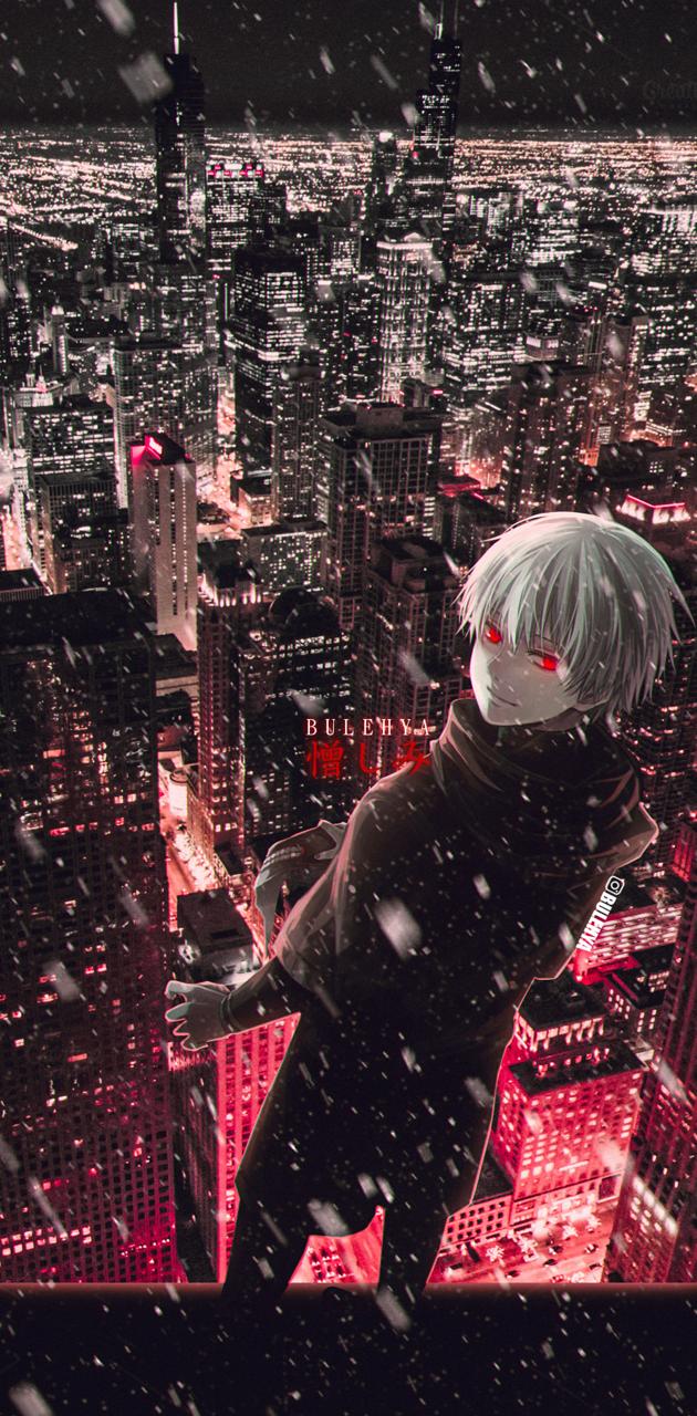 Anime wallpaper of a man standing on top - Tokyo Ghoul