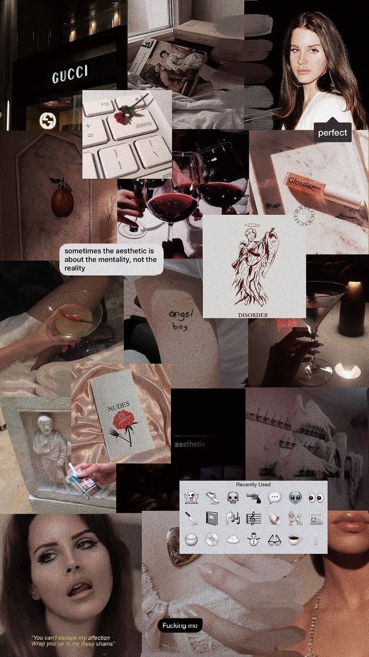 A collage of pictures with the word gucci in them - Lana Del Rey