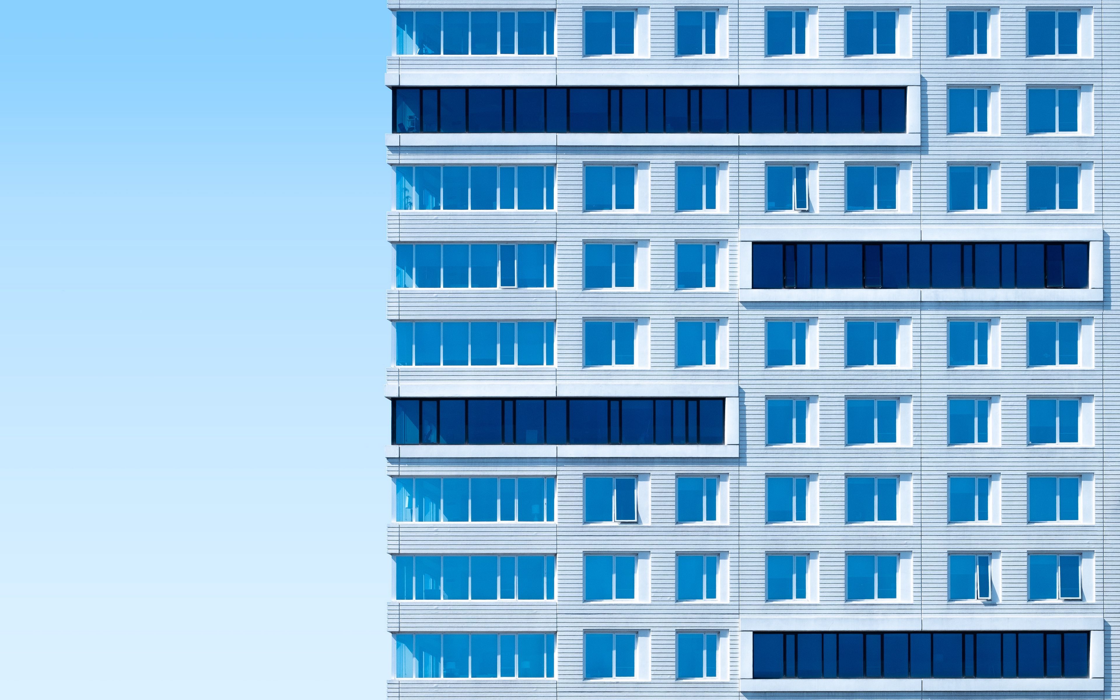 Download wallpaper 3840x2400 building, architecture, sky, minimalism, blue, aesthetic 4k ultra HD 16:10 HD background