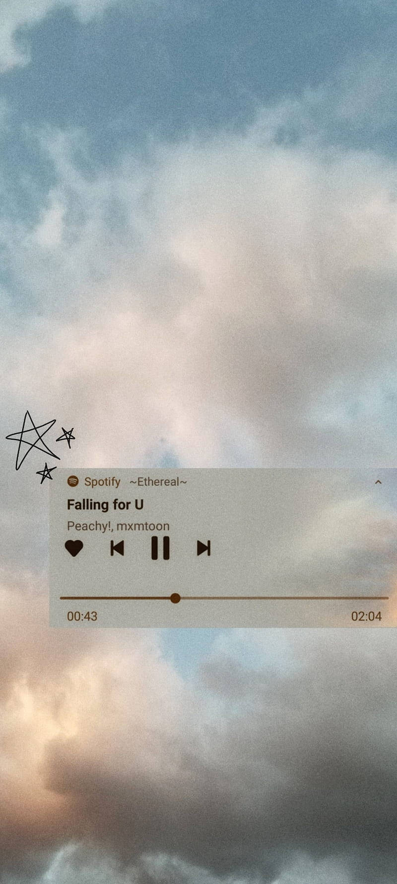 Aesthetic phone background of a Spotify player playing the song Falling for U by Peachy. - Spotify