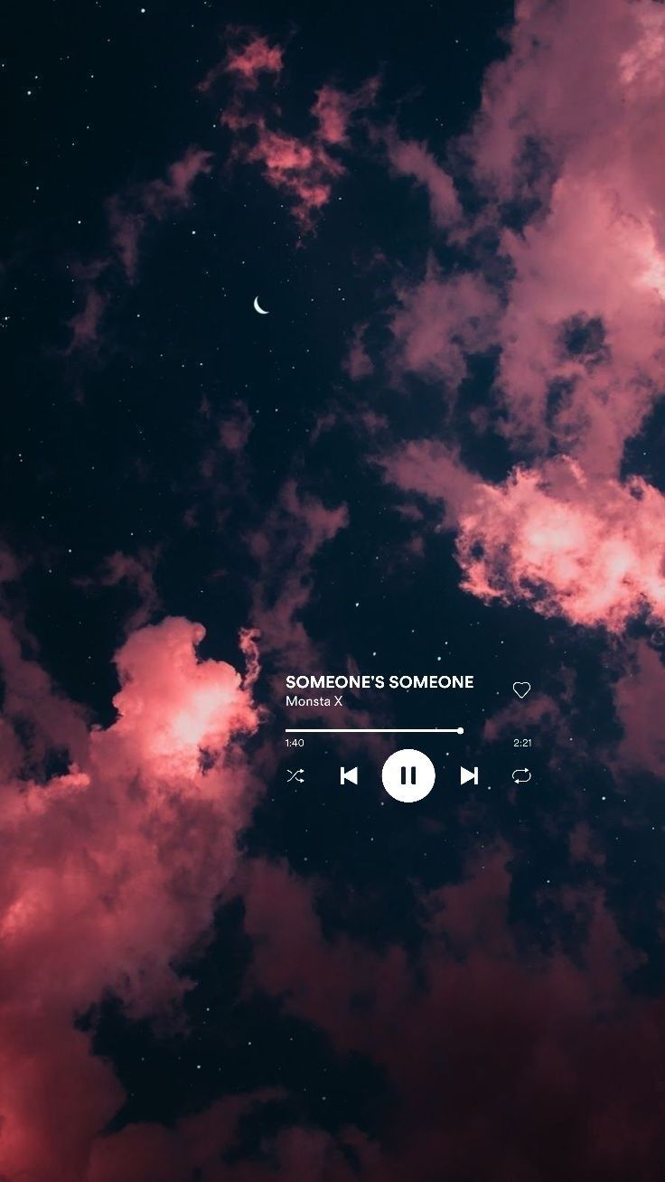 A computer screen with clouds and stars in the background - Spotify
