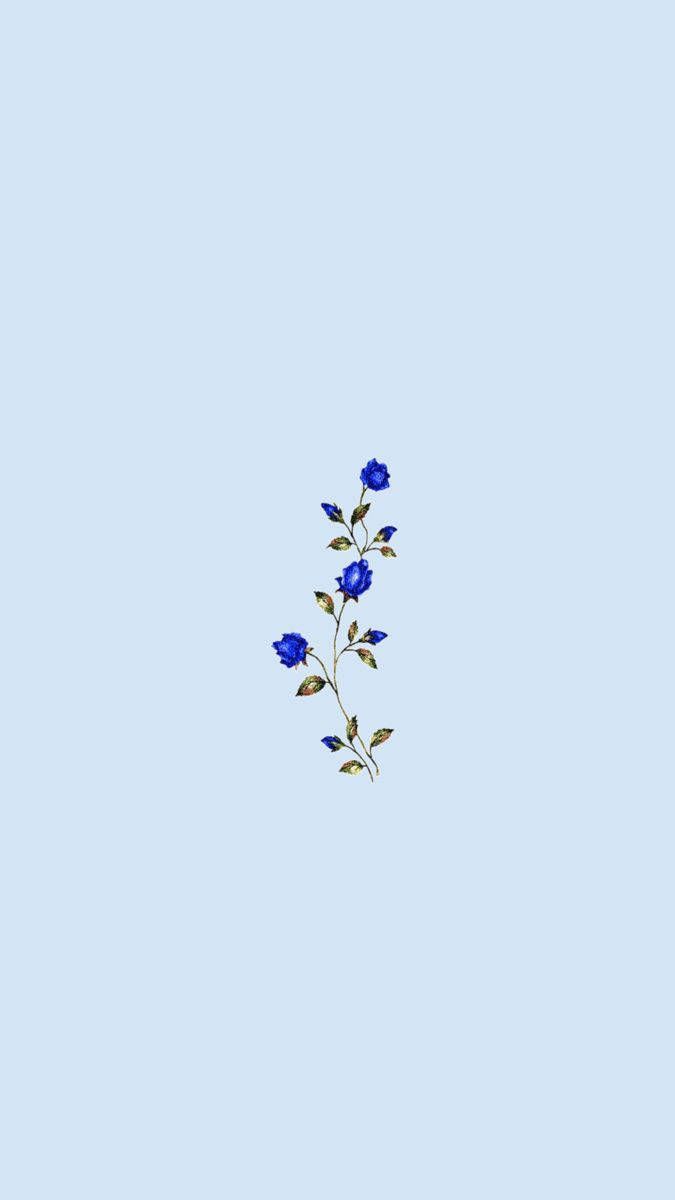 Blue aesthetic wallpaper with blue flowers on a blue background - Blue