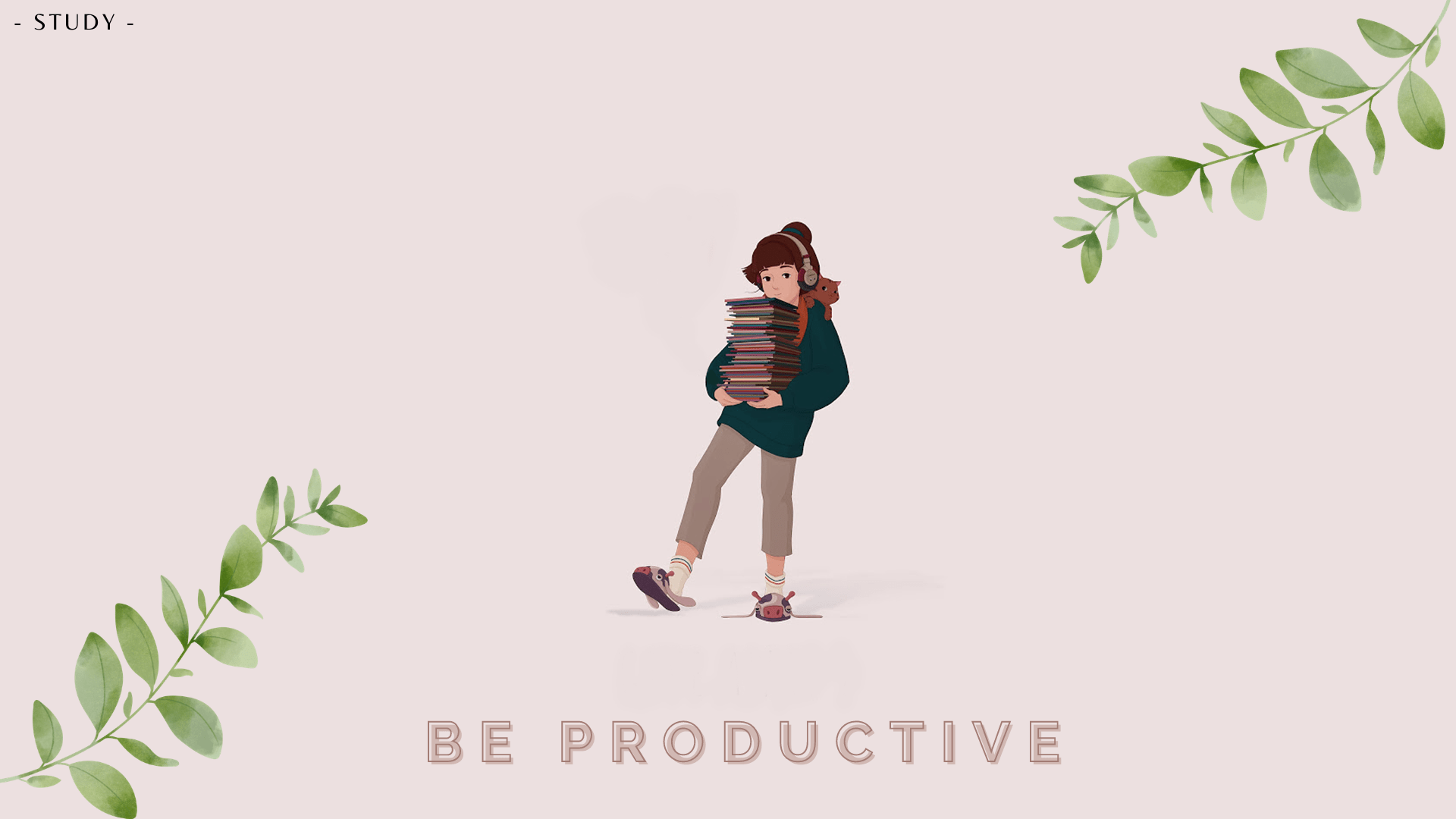 Be productive wallpaper with a girl carrying books - Study