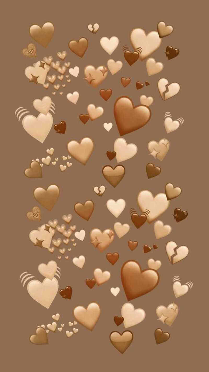 A brown background with many hearts on it - Heart
