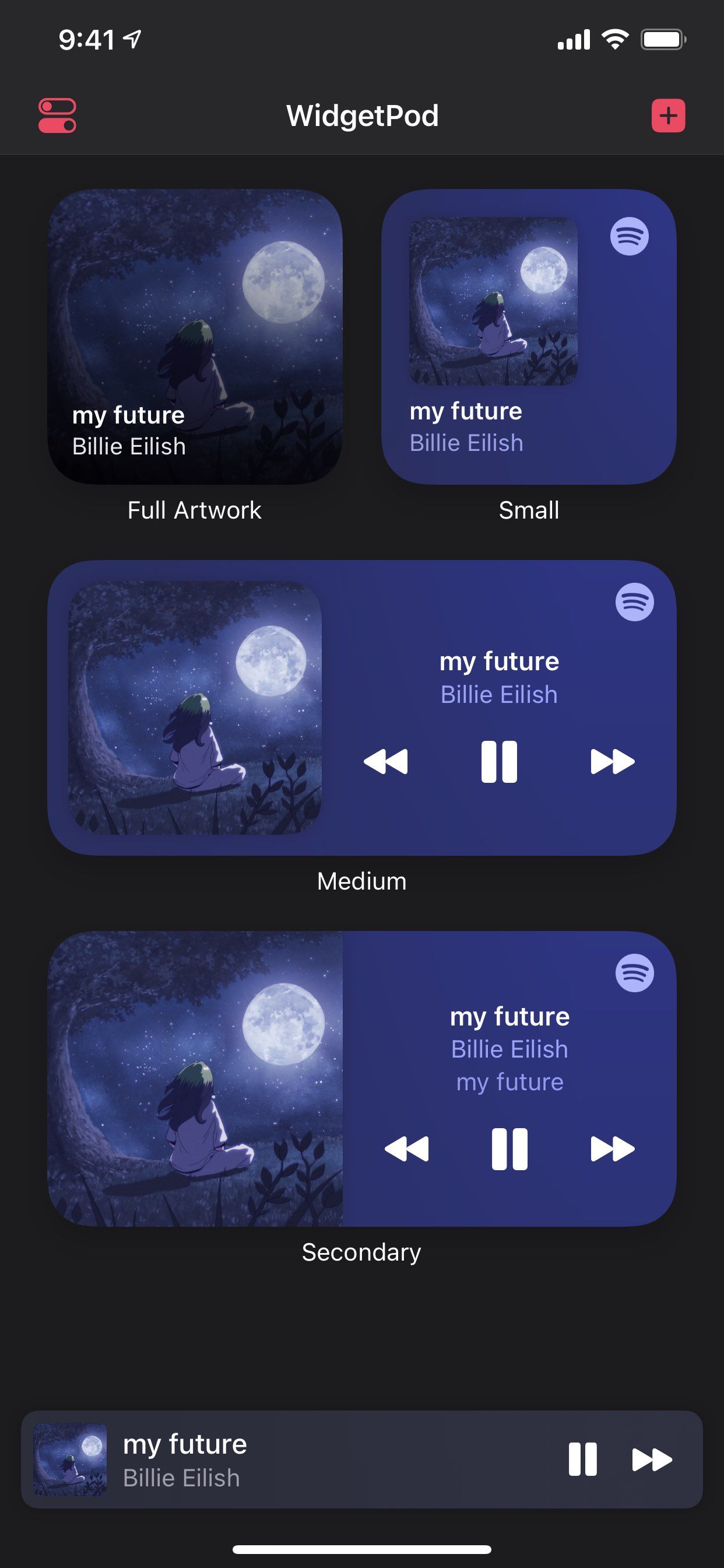 A screenshot of an app that has music playing on it - Music