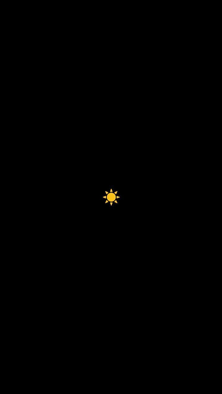 A yellow star in the middle of black background - Sun, simple, sunlight, sunshine