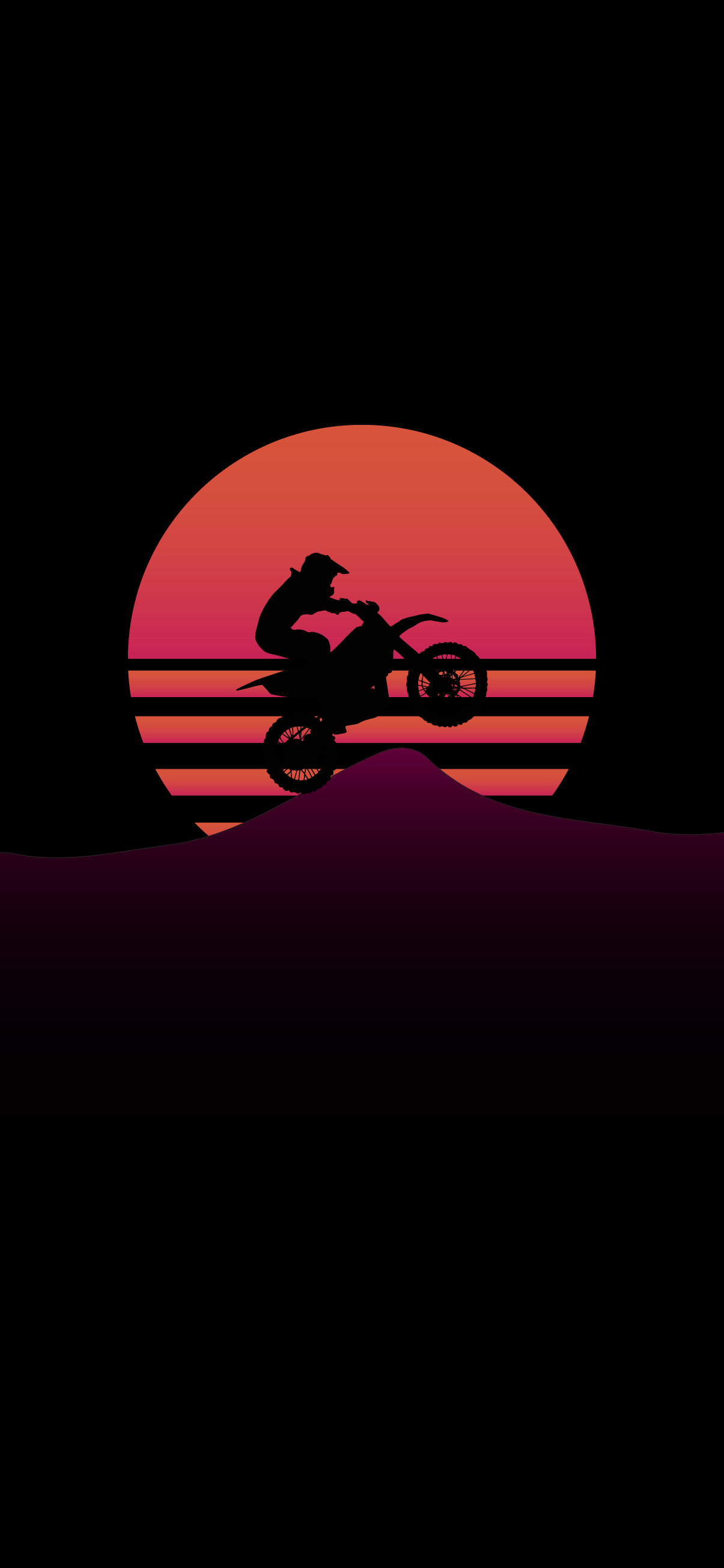 A man riding his motorcycle at sunset - Sun