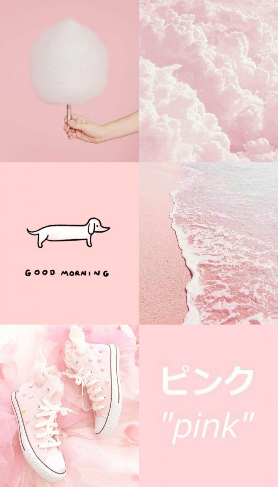 A collage of pink and white images - Pink, cute pink, pink phone, dog, cute iPhone, blush, hot pink, light pink, punk