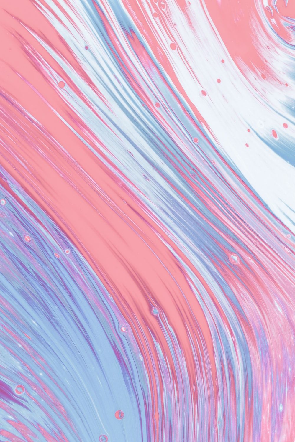 A pink, blue and white swirled abstract painting - Abstract