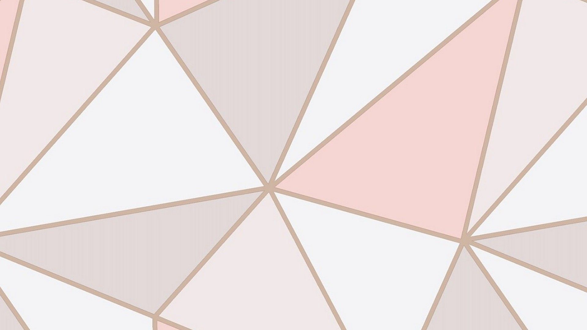 A pink and white geometric wallpaper with a rose gold metallic edge - Gold